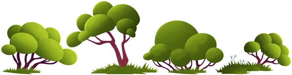 Ilustrasi Vektor Pohon Hijau Datar Daun Hijau Yang Indah Semak - Stok Vektor