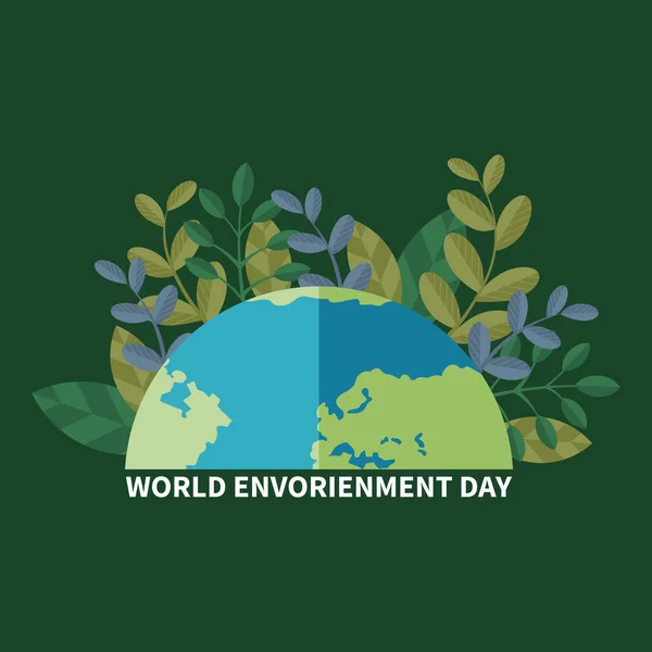 世界環境デー 地球を救え 地球を保持する手 地球の日の概念 緑の植物の芽を持つ球 世界の海洋大陸を持つ惑星 環境生態系への配慮の象徴 — ストックベクタ