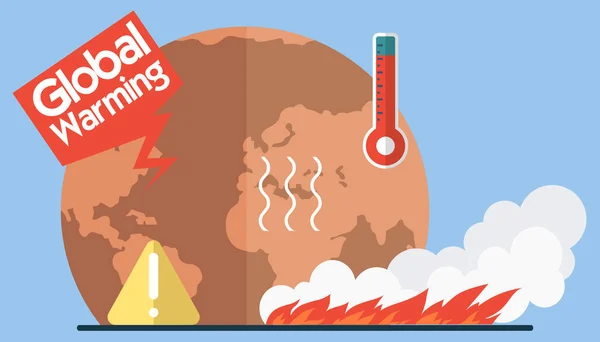 Планета Земля Термометром Концепция Глобального Потепления Увеличить Температуру Земли Озоновые — стоковый вектор