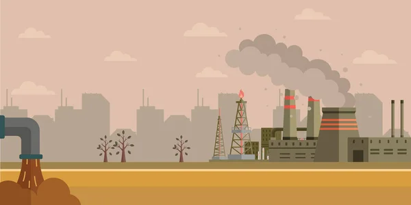 Zanieczyszczenie Środowiska Katastrofa Ekologiczna Fabryczne Zanieczyszczenie Powietrza Wody Zanieczyszczenie Powietrza — Wektor stockowy