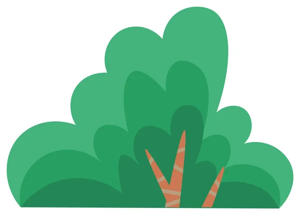 Arbre Buisson Vert Été Avec Une Couronne Luxuriante Tronc Brun — Image vectorielle