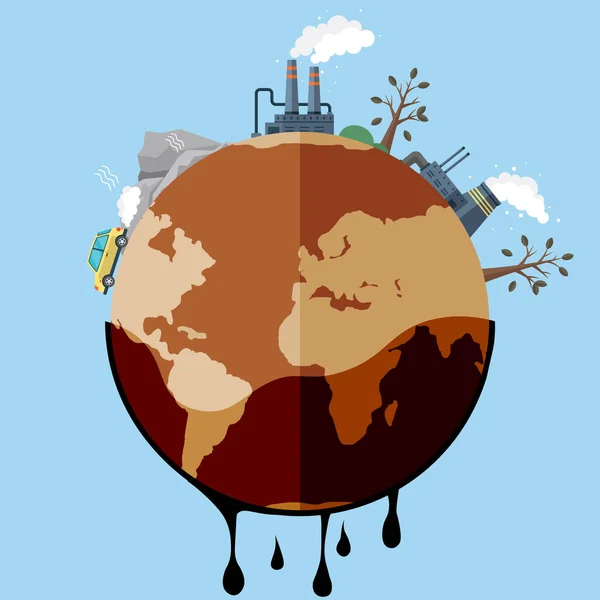 Ökologisches Problem Der Planet Erde Ist Voller Müll Rettet Den — Stockvektor