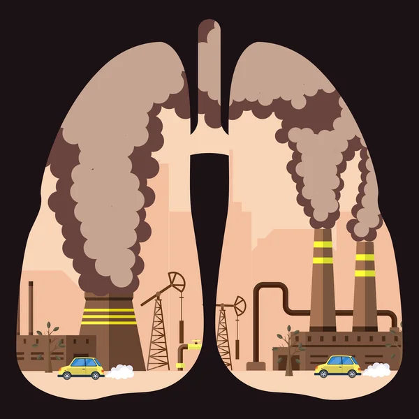 Загрязнение Окружающей Среды Экологическая Катастрофа Заводское Загрязнение Воздуха Воды Загрязнение — стоковый вектор