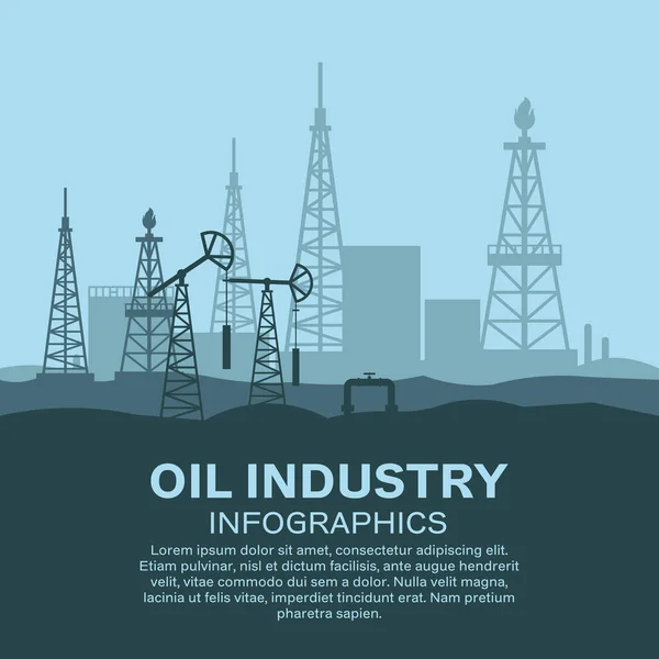 Fábricas Industriales Silueta Fondo Petróleo Petróleo Complejo Refinería Petróleo Con — Vector de stock