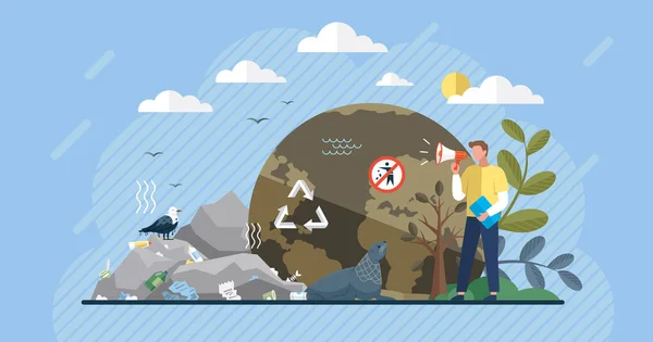 Ökologisches Problem Der Planet Erde Ist Voller Müll Rettet Den — Stockvektor