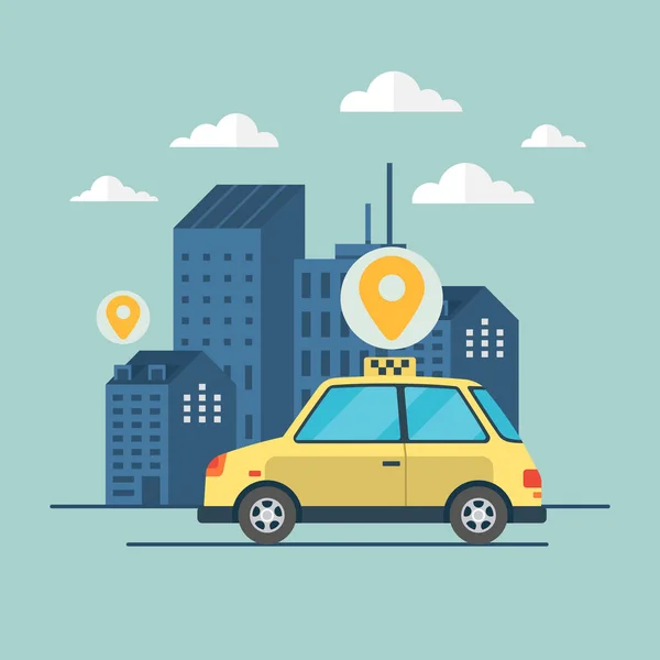 Online Bestellen Van Taxi Auto Huren Delen Met Behulp Van — Stockvector