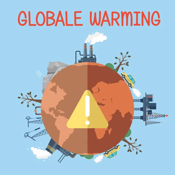 Изменение Климата Привести Глобальным Рискам Потепления Утилизация Отходов Загрязнение Воздуха — стоковый вектор