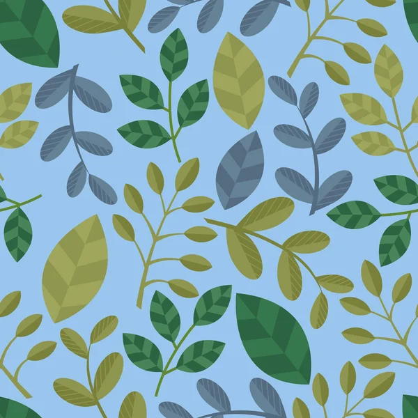 自然のスタイルでシームレスな背景緑の葉 ヴィンテージパターン 幾何学的装飾 枝の要素 ベクトルフラワーアートイラスト 印刷包装紙 織物のための使用 — ストックベクタ