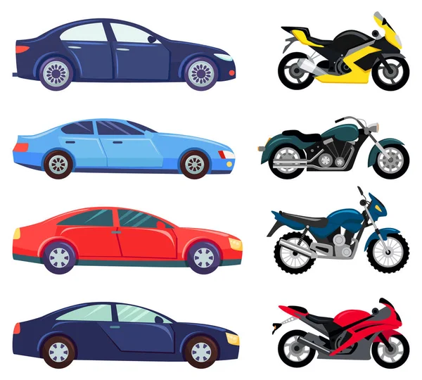Vans Sports Cars Vector Isolated Set Transportation Vehicles Transport Different — Stock Vector