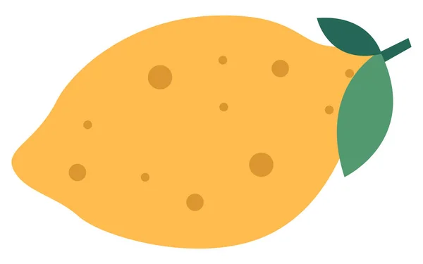 Gul Citron Med Grön Blad Platt Vektor Illustration Surt Citrus — Stock vektor