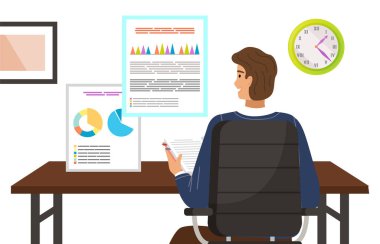 Proje yönetimi ve finansal rapor kavramı. Ekonomist sunum belgesini analiz eder. Danışmanlık ekibi, iş planlama. İnsan istatistikleri, grafikleri, proje analizlerini açıklar