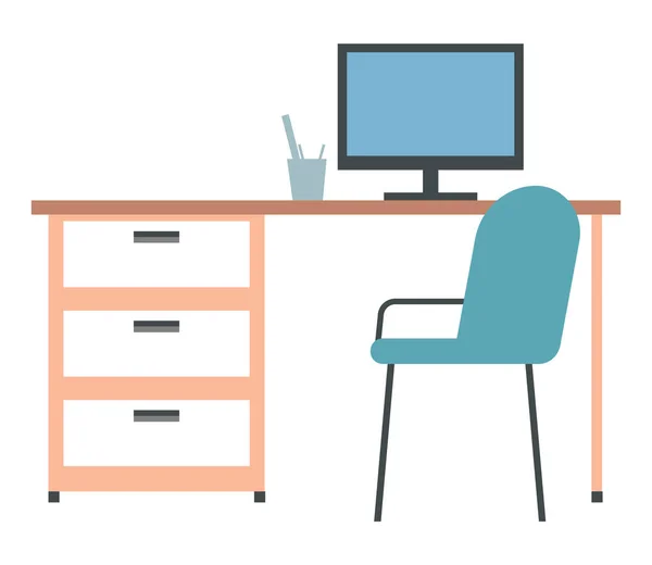 Organization Furniture Equipment Workplace Doctor Office Interior Element Therapist Desk — Stock Vector