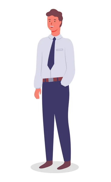Potret Pengusaha Tersenyum Eksekutif Pria Mengenakan Kemeja Dan Dasi Celana - Stok Vektor