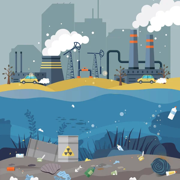 Problem Ekologiczny Planeta Ziemia Jest Pełna Śmieci Uratować Planetę Dzień — Wektor stockowy