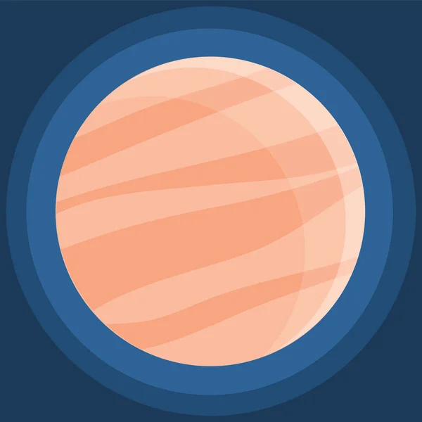 Tecknad Fantastisk Beige Planet Mörkblå Utrymme Bakgrund Kosmiskt Objekt Sol — Stock vektor