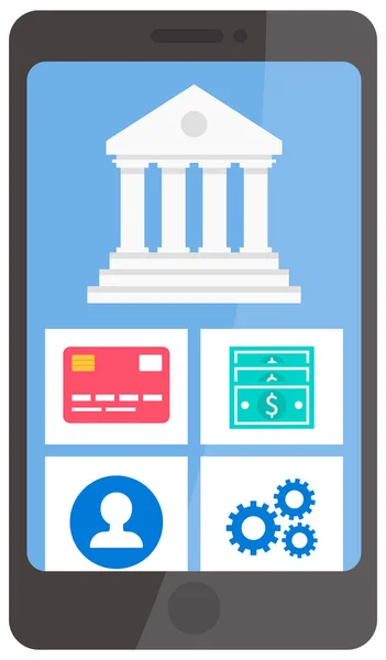 Telefon Ekranında Başvurusu Var Çevrimiçi Bankacılık Paralı Operasyonlar Için Program — Stok Vektör
