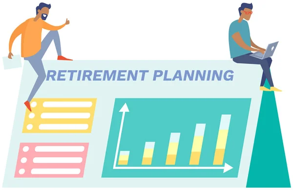 Podnikatel Notebookem Prezentuje Penzijní Plán Rostoucí Mírou Koncepce Penzijních Spoření — Stockový vektor