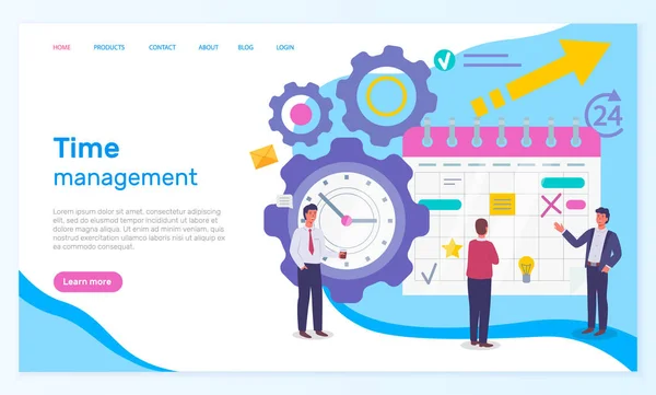 Tijdmanagement Het Organiseren Van Effectieve Tijd Website Concept Planning Data — Stockvector