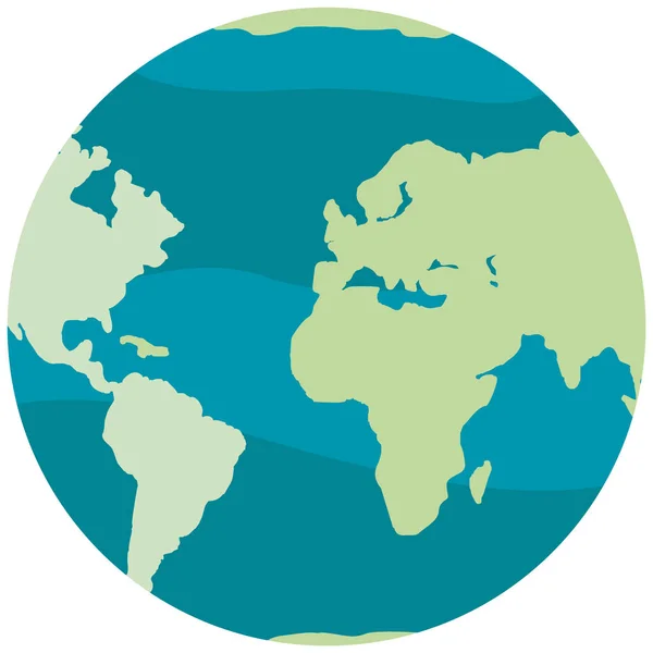 Πλανήτης Απομονωμένος Λευκό Φόντο Πράσινες Ηπείρους Και Γαλάζια Νερά Παγκόσμια — Διανυσματικό Αρχείο