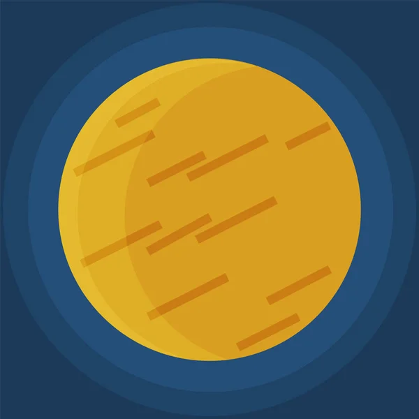 Dibujos Animados Fantástico Planeta Amarillo Fondo Del Espacio Azul Oscuro — Vector de stock