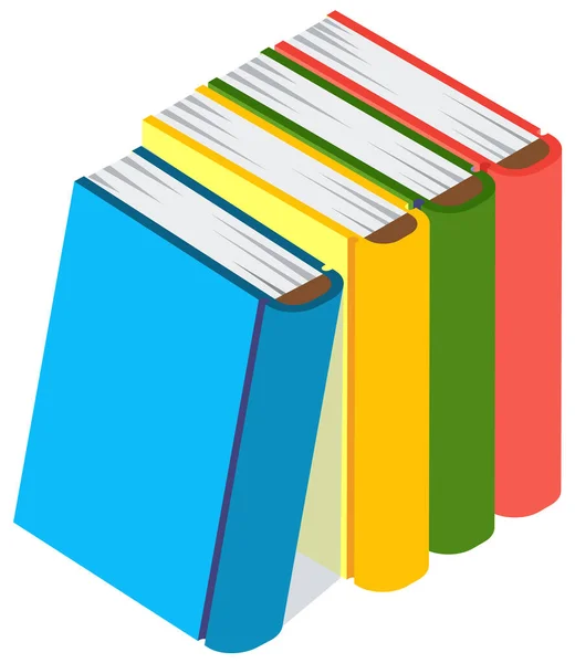 Набір Кольорових Значків Книг Стилі Ізометричного Дизайну Вертикальний Стек Різних — стоковий вектор