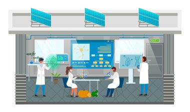 Laboratuvar çalışanları yeni bitki yetiştirme yöntemleri ve sebzelerin tarımsal genetiğini araştırıyor. Tüplerden eko bitkiler yetişiyor. Sanal gerçeklik, modern teknolojiler, doğal güneş enerjisi kullanımı.