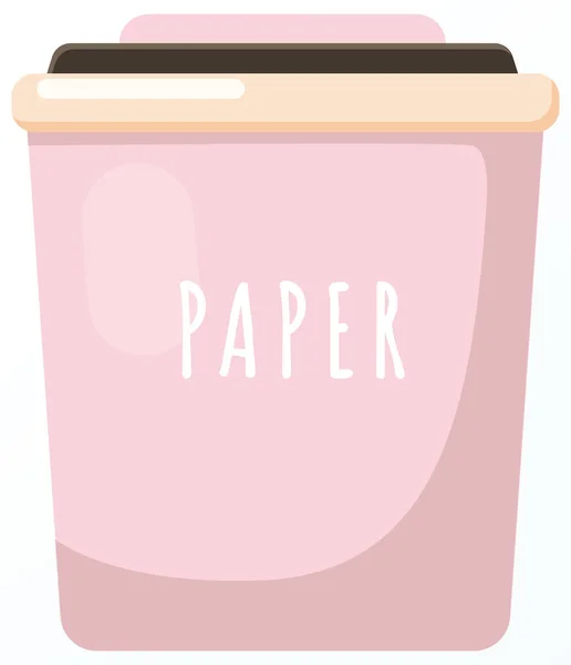 Roze Prullenbak Met Inscriptie Voor Het Ophalen Van Papierafval Nul — Stockvector