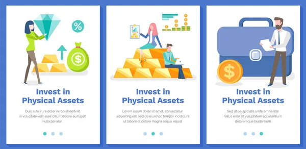 Investieren Physische Vermögenswerte Konzept Eine Reihe Von Illustrationen Mit Websites — Stockvektor