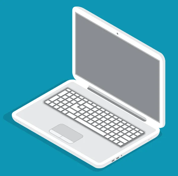 Öppnad Grå Laptop Modern Teknik Enhet Internet Trådlös Dator Tecknad — Stock vektor