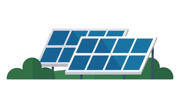 太陽電池パネル 太陽電池 太陽電池パネル 輝く低ポリエネルギーと再生可能な代替エネルギーコンセプト 新しい太陽電池は純粋な電気を発生させます 白の隔離された太陽パネル — ストックベクタ