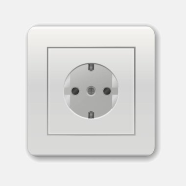 Gerçekçi soket. Avrupa ve Rusya 'da kullanılır. Adaptörler. Duvarda izole edilmiş elektrik ekipmanı var. Fiş için F Tipi Vektör çoklu standart soket