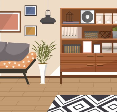 Home office. Interior vector illustration. Work from home. Well designed home for remote work Home office provides a dedicated workspace within the comfort of home Office area is thoughtfully