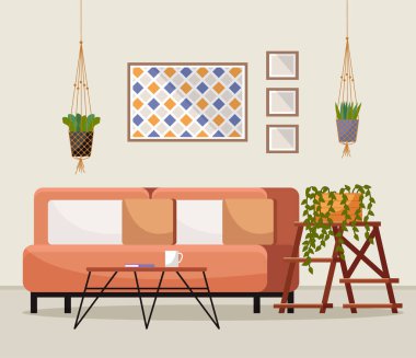 Home office. Interior vector illustration. Work from home. Flats interior design seamlessly integrates the home office Office space reflects a professional and functional environment Coming home after