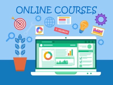 Öğrenciler için uzaktan eğitim evdeki bilgisayarlarda, çevrimiçi kurslarda. Bilgisayarla çalışmak, ders çalışmak, ekranda ders vermek. Çalışma akışı, iş eğitimi, konferans veya webinar