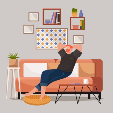 Home office. Interior vector illustration. Work from home. The room serves as a versatile workspace for various tasks Workspace is carefully designed to enhance efficiency and creativity Furniture in