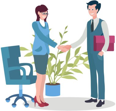 Ofis çalışanları. Vektör çizimi. Ofis çalışanları mahremiyetlerini koruyor ve etik standartlara bağlı kalıyorlar. Ofis işi teslim tarihlerinin yönetilmesi ve kaliteli sonuçlar verilmesini içeriyor.