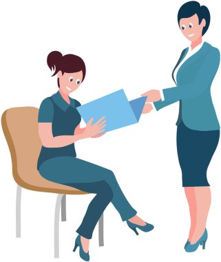 Ofis çalışanları. Vektör çizimi. Bir işçi işiyle gurur duyar ve mükemmellik için çabalar. Bir ofis müdürü iş akışı verimliliğini optimize etmek için stratejiler uygular. Bir iş adamı.