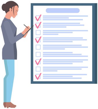 Ay çizelgesi, yapılacaklar listesi, zaman yönetimi konsepti. Kadın plan yapmak ve plan yapmak için yakın duruyor. Plan tamamlandı, görev tamamlandı, zaman çizelgesi. Bayan kontrol listesi planlamada çalışıyor.