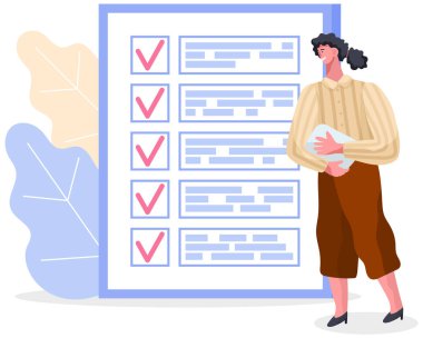 Ay çizelgesi, yapılacaklar listesi, zaman yönetimi konsepti. Kadın plan yapmak ve plan yapmak için yakın duruyor. Plan tamamlandı, görev tamamlandı, zaman çizelgesi. Bayan kontrol listesi planlamada çalışıyor.