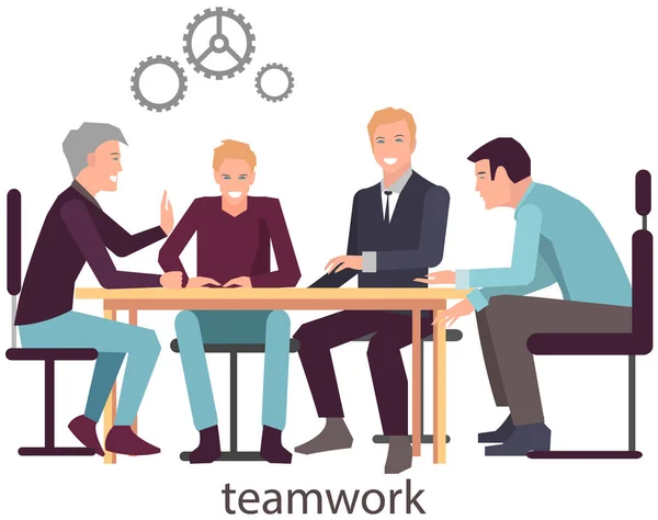 Geschäftsleute Team Projektstrategie Planungstreffen Teamwork Mit Businessplan Die Schaffung Neuer — Stockvektor