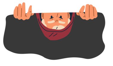 Adam dikizliyor, çalılıktan dikizliyor. Çalıların arkasına saklanan, gizlice bakan, gözetleyen, meraklı görünen ve bekleyen biri. Arıyorum, gözlemliyorum, gizlice saygı duyuyorum. Casusluk, dedektif ya da gizli gözlemci.