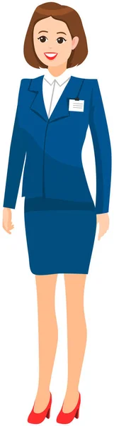 Beautiful Businesswoman Portrait View Smiling Woman Wearing Dark Business Suit — Stock vektor