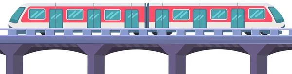 トンネルから地下鉄への高速輸送 公共交通機関 地下鉄の乗客を輸送する列車 自動ドアと地下鉄の列車 地下鉄駅ホームの近代的な路面電車 — ストックベクタ
