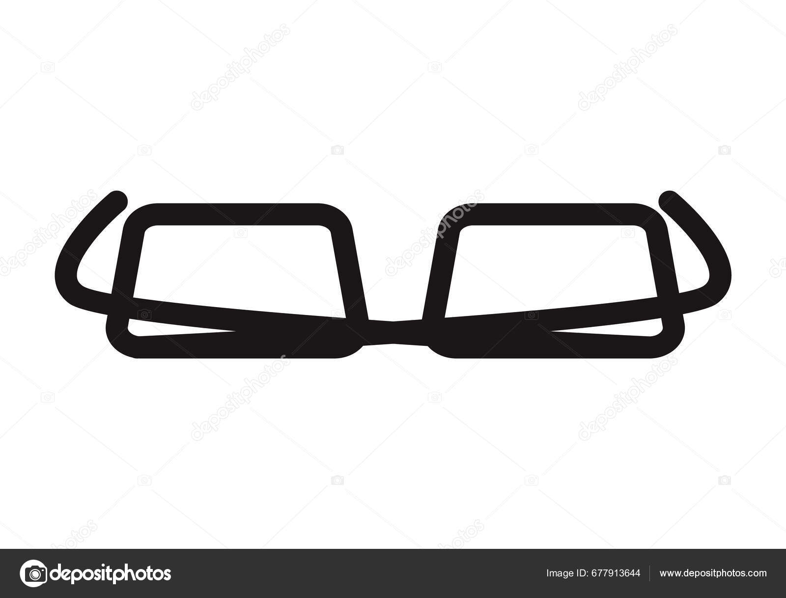 Vector Glasses Icon Black Frame Clear Lenses Isolated White Background