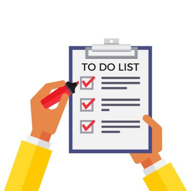 Liste yapmak ya da simge planlamak için. Kırmızı işaretli ve penaltı işaretli panoları tutan eller tamamlandı. İşaretli kağıt kağıtlar, metin ve işaret. Anket kavramı, sınav