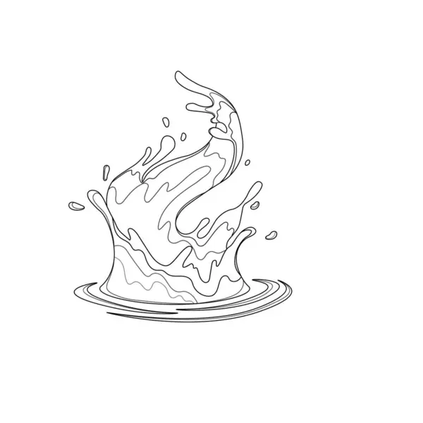 Water Juice Splash Liquide One Line Stroke Outline Vector Illustration — Stock Vector