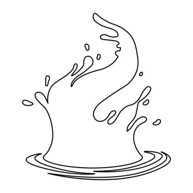 Su ve meyve suyu likör sıçratır. Bir çizgi çizgisi vektör tasviri damlatılmış damlacık, sıvı oyununda yalnız bir aktör, planlanmamış bir şekil kazara oyulmuş bir resim bir su sıçraması