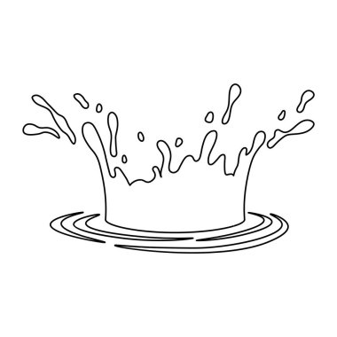 Su ve meyve suyu likör sıçratır. Bir çizgi çizgisi vektör tasviri bir sızıntı şekli, şans ve koşullar tarafından oluşturulan soyut sanat bir su sıçraması, canlı bir sıvı enerji patlaması taze meyve suyu