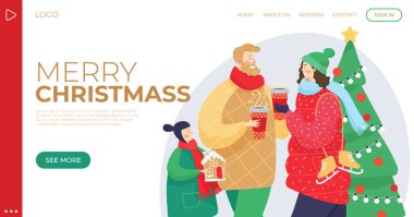 Mutlu noel kartları. Vektör çizimi. Mutlu bayramlar ve sıcak selamlar Tüm Xmas dekorasyonları her köşe şehri aydınlatır Mutlu Noel metaforu sevinç ve mutluluğu simgeler