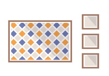 Duvardaki fotoğraf çerçevesi arka planda izole edilmiş. Boş resim çerçeve çizimi. Evin iç tasarım unsurları. Dekorasyon, çerçeveli resim. Resim, resim ya da fotoğraf sanatı